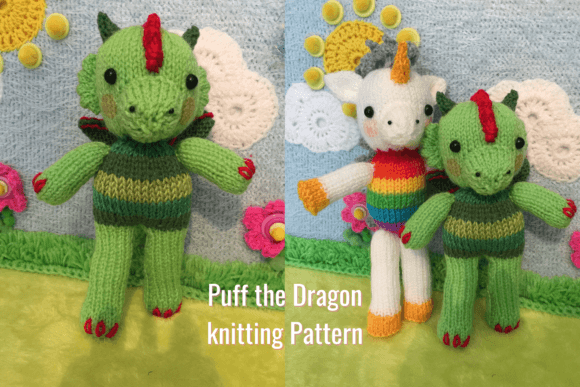 Puff the Dragon knitting pattern preview